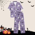 thumbnail image 6 of BOOMNY Halloween Womens Pajama Sets Hallowmas 2 Peice Pjs Set for Women Funny Pumpkin Skeleton Graphic Short Sleeve Sleepwear Tops Shorts Cozy Nightwear Loungewear, 6 of 7