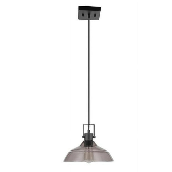 Sutton 1-Light Matte Black Pendant Lighting with Smoke Glass Shade