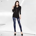 thumbnail image 1 of Leggings ajustados de mezclilla de imitación para mujer, con forma de corazón, elásticos y grandes, 1 of 5