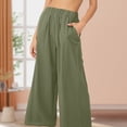 thumbnail image 4 of Pantalón De Pierna Ancha Pantalones de mujer Cintura elástica Mujer Estilo casual Traje diario (Verde militar XXL) Ygjytge para Mujer ejercito verde T L, 4 of 7