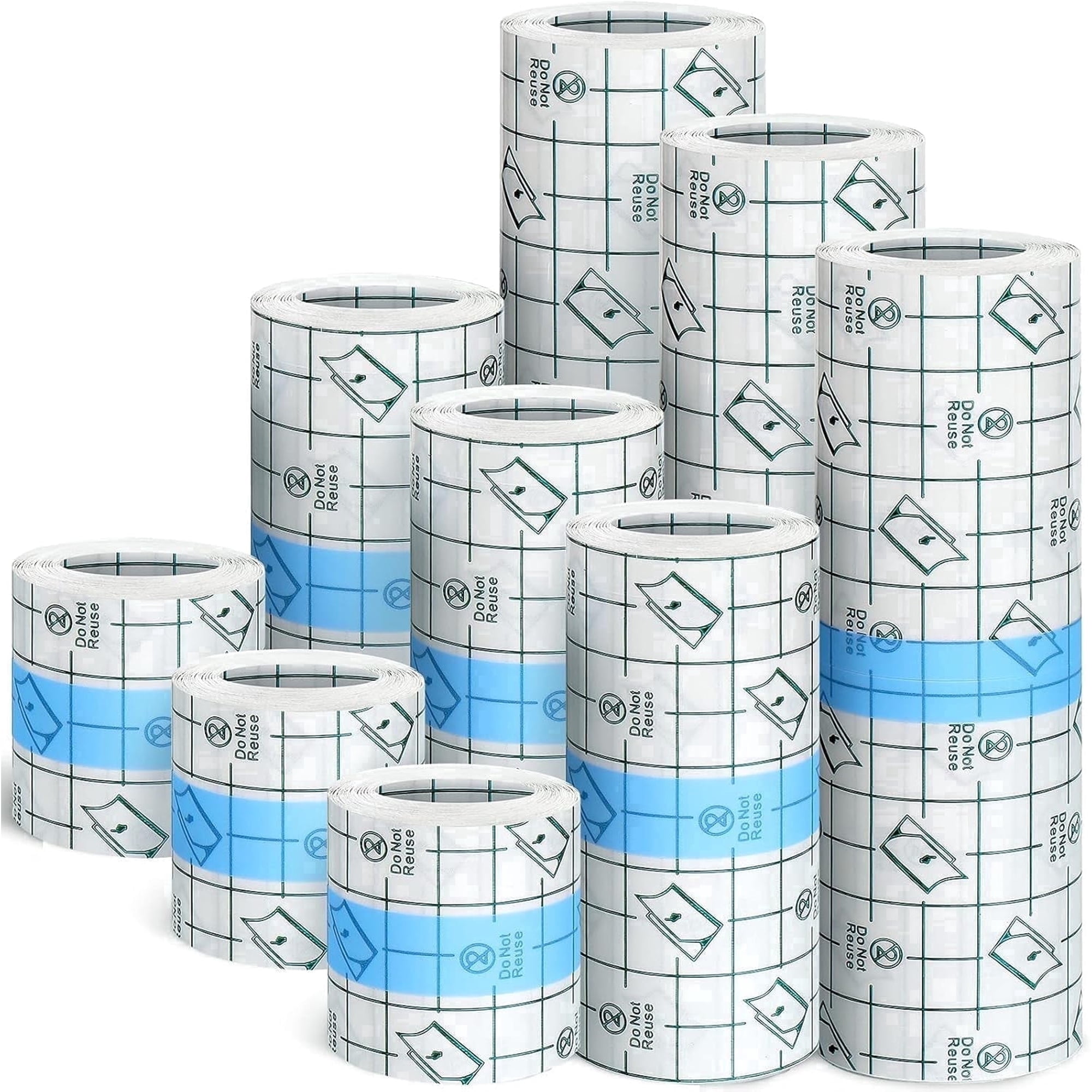 ERHUIDA 9 Rolls Tattoo Aftercare Bandage Waterproof Transparent Stretch Adhesive Bandages Tape Clear Tattoo Film Wrap for Swimming, 3 Sizes(2 Inch, 4 Inch, 6 Inch Wide)