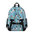 thumbnail image 3 of Pointer and Floral Blue Pattern Backpack for School, Cute School Bag with Adjustable Shoulder Straps and Padded Back, 15.25"x11.5"x5.25", 3 of 5