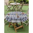 thumbnail image 4 of Outdoor Tablecloth with Umbrella Hole for Patio/Picnic/Party/Camping, Boho Blue Striped Waterproof Table Cloth Round Cover Washable, Ethnic Tribe Southwestern Diamond (Dia 54"), 4 of 9