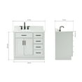 thumbnail image 3 of Ariel Hepburn 37 In. Left Offset Oval Sink Vanity With 0.75 In. Carrara White Countertop In Grey, 3 of 10