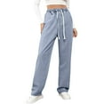 thumbnail image 2 of Sweatpants Women Wide Leg Denim Pant Unisex Classic Solid Casual Fashion Loose Straight Jeans L Womens Sweatpants, 2 of 8