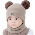 thumbnail image 2 of GRNSHTS Toddler Infant Winter Hat Scarf Set for Baby Girl Boys Knitted Warm Skiing Cap Pompom Kids Beanie 0-12 Months, 2 of 3