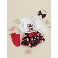 thumbnail image 4 of ZINTAOZT Baby Girl My 1st Valentine's Day Outfits Letter Print Long Sleeve Romper + Tiered Skirt + Headband + Socks Set, 4 of 8