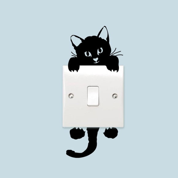 DIY Cute Black Cat Switch Decal Wallpaper Wall Stickers for Home Decoration