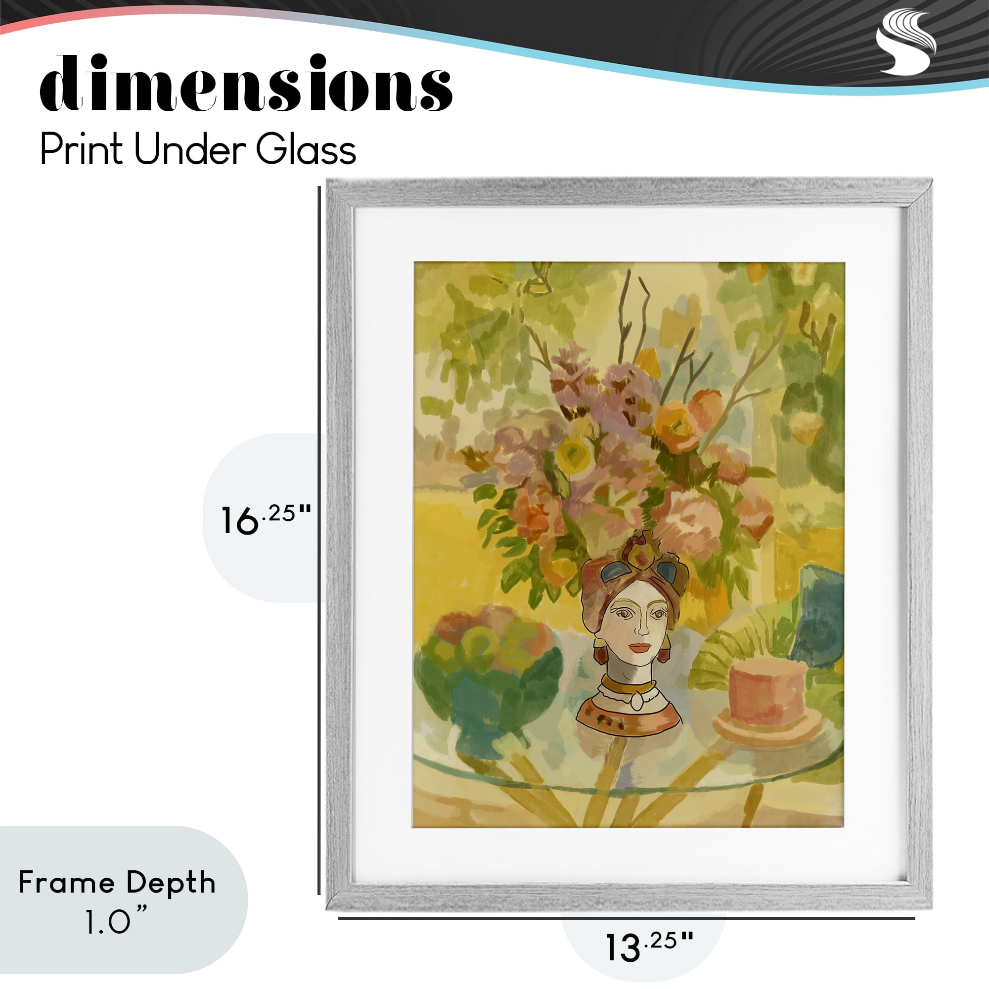 Stupell Industries Flower Head Vase Gray Framed Print Under Glass, design by Amelia Noyes