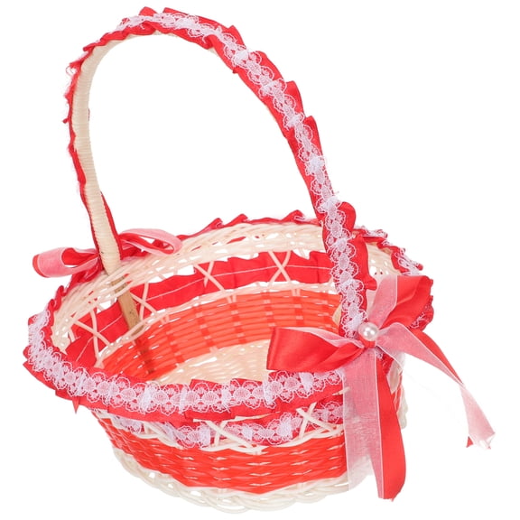 GETAJGHSD Red Plastic Wedding Flower Basket for Storage Use Details
