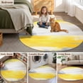 thumbnail image 5 of Round Rugs 5Ft, Yellow Gray Round Area Rug Washable Indoor Throw Carpet, Contemporary Oil Painted Abstract Art Soft Non Slip Circle Rug for Cabinet Bathroom Home Decor Aesthetic, 5 of 8