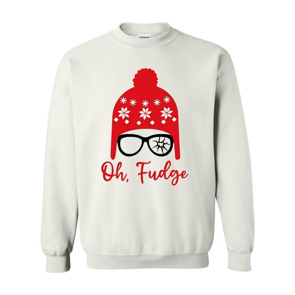 Christmas Sweatshirt Ralphie Oh Fudge Classic Christmas Movie Festive Holiday Christmas Crewneck Sweatshirt-White-xl