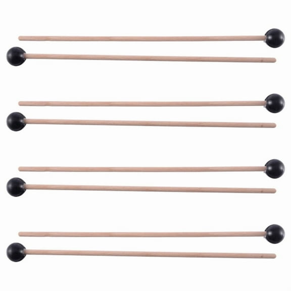 8Pcs Soft Rubber Sticks Wood Handle Bell Mallets for Glockenspiel Xylophone Bell Music Instruments Parts Black