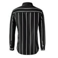 thumbnail image 3 of Fsqjgq Striped Dress Shirts for Men Long Sleeve Lapel Casual Button down Shirts Office Work Blouse Top L Black, 3 of 3