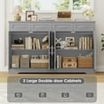 thumbnail image 3 of Homfa Farmhouse Buffet Cabinet with 4 Drawers and 4 Doors, 59" W Sideboard Buffet Storage Cabinet with Shelves, for Kitchen Living Room Bedroom, Gray, 3 of 7