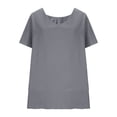 thumbnail image 6 of LEKWK Loose Linen Tops for Women Double Layer Flowy V-Neck Tunic Tops Loose Fit Dressy Short Sleeve Summer Blouses Ruffled Hem Beach Holiday Outfits, 6 of 9