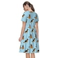 thumbnail image 2 of Horeoi German Shepherd Dog Print Women's Short Sleeve Dress Breathable Polyester-Spandex All-Over Print A-Line Side Pockets Elastic Waist, 2 of 6