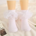 thumbnail image 2 of WBQ 1 Pairs Baby Girls Double Lace Socks Turn Cuff with Big Ruffle Socks for Infant Toddler and Kids 0-13Y, 2 of 8