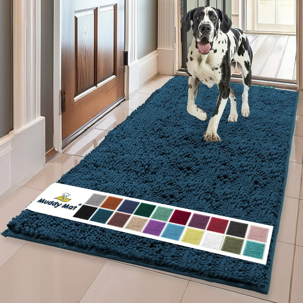 Muddy Mat® AS-SEEN-ON-TV Tapete para puerta y alfombra para mascotas de microfibra altamente absorbente, área lavable gruesa antideslizante y tapete de baño de chenilla suave para cocina, baño, dormit