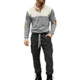 thumbnail image 1 of Ceisia Men's Loose Fit Corduroy Henley Neck Color-Block Top & Cargo Pants Set | Outdoor Casual Two-Piece Outfit Gifts, 1 of 7