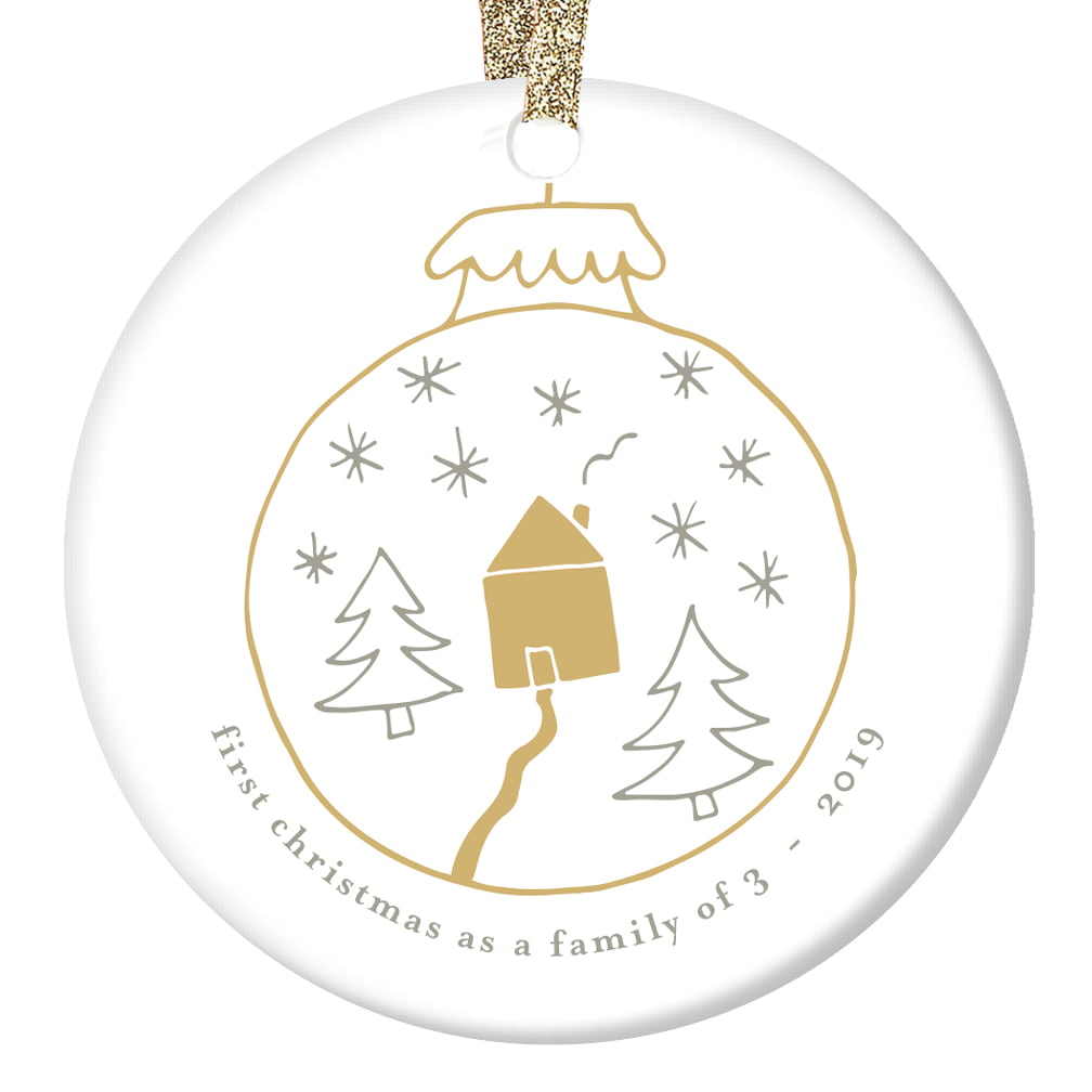 New Mommy First Christmas Ornament 2020 Baby Shower 1st Time Mom Parent Newborn Infant Gift Unique Keepsake Present Delightful Snowscape Cursive Glossy Porcelain 3 Flat Circle Holiday Tree Decoration 