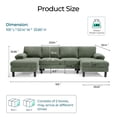 thumbnail image 3 of Linsy Home Sectional Sofa for Living Room, U-Shaped Sofa Couch with Corduroy Fabric, 4 Seat Sofa Set with Double Chaise for Apartment, Army Green, 3 of 8