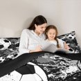 thumbnail image 5 of Homewish Boys Football Print Bedding Comforter Set, Cartoon Soccer Player Twin Comforter Sets, Black White Watercolor Reversible Bedding Set, Luxury Bedroom Decor, 2-Piece, 5 of 8
