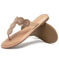 thumbnail image 5 of Women's Bohemian Bling Flat Slide Sandals Rhinestone Decor Rubber Sole Summer Thong Sandals, 5 of 6