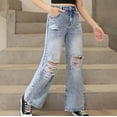 thumbnail image 7 of Tiijoy Girls Distressed Ripped Jeans Fashion Straight Fit Stretch Denim Pants, Sizes 6-7, 7 of 7