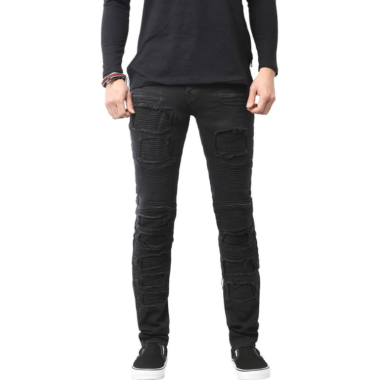 Ripped black biker best sale jeans
