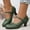 Green, variant on Viluyesy Women's Chunky Heeled Sandals, Closed Toe Solid Color Ankle Strap Ladies Ruffles Office Dress Shoes Black
