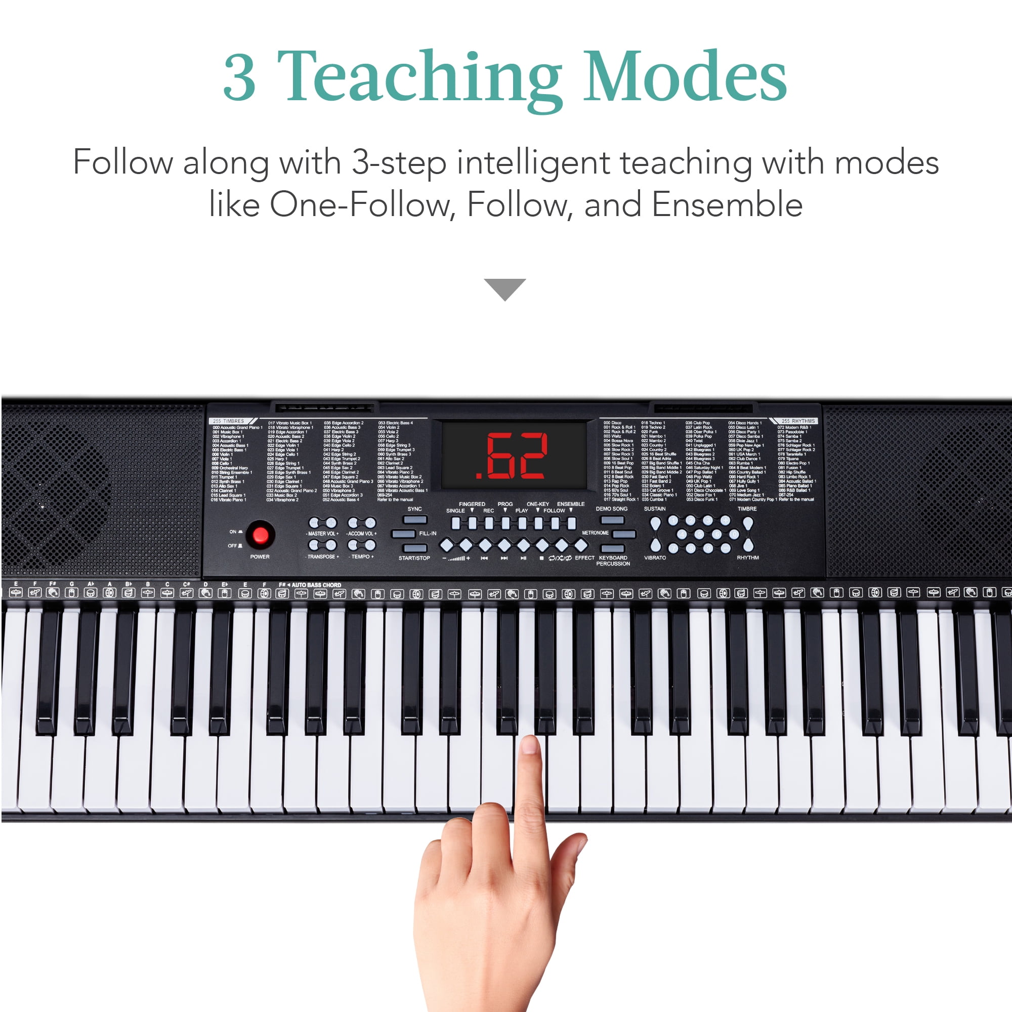Best Choice Products 61-Key Beginners Electronic Keyboard Piano Set w/ LED, 3 Teaching Modes, H-Stand, Stool - Black