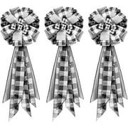 3pcs Christmas Bow Decorations, Buffalo Plaid Bows, White Black Bows, Large Wreath Bow, Xmas Decorative Bows Ornaments for Home Decor, Christmas Party, 13 x 22in