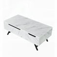 thumbnail image 3 of Throm White Faux Marble Grain Finish Lift-Top Coffee Table for Modern Living Rooms, 3 of 8
