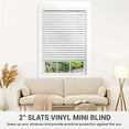 thumbnail image 3 of PowerSellerUSA Cordless Window Blinds, 2" Slats Vinyl Mini Blind, Premium Embossed Woodgrain, Anti-UV Window Treatment, White, 31" Width x 64" Length, (Fits windows 23" - 64"), 3 of 9