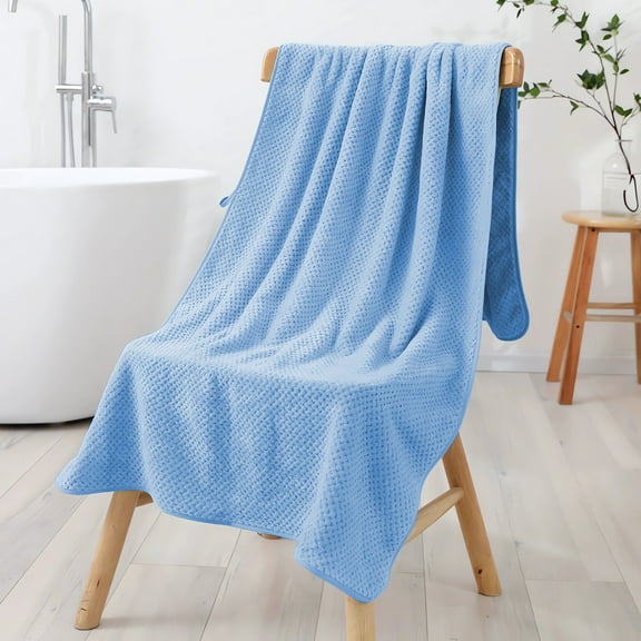 Taotanxi Fleece Throw Blanket Extra Large, Super Soft and Warm Blankets for Couch, Sofa and Bed Waffle Textured, Cozy, Fuzzy and Lightweight (Blue, 27x55 Inches)