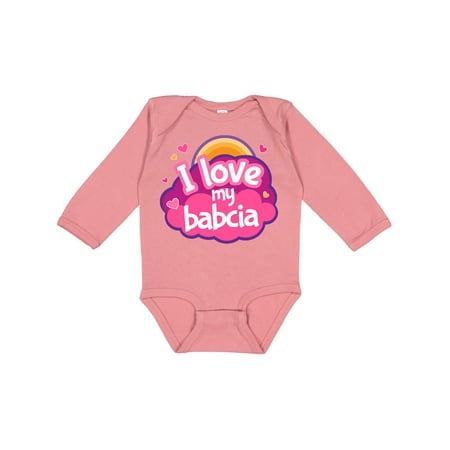 

Inktastic I Love My Babcia Girls Gift Baby Girl Long Sleeve Bodysuit