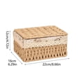 thumbnail image 3 of Natural Woven Storage Basket With Lid, Decorative Organizer Bin For Bedroom, Living Room, Kitchen, Shelf & Home Organization, 3 of 6