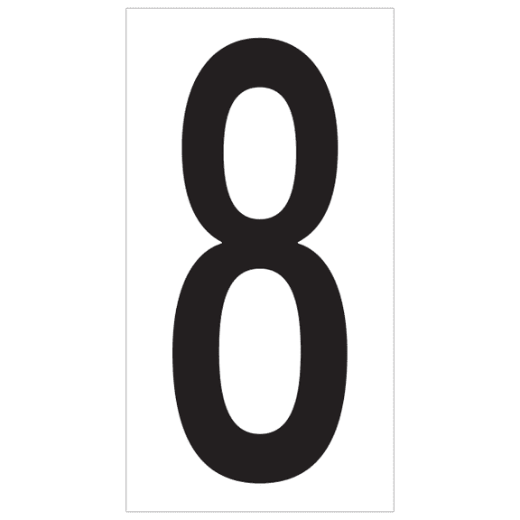 Box Partners Vinyl Warehouse Number Labels "8" 3 1/2" Black/White 50/Case DL9308