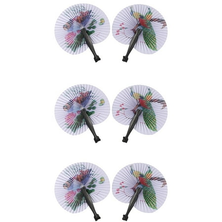 

6PCS Paper Folding Chinese Oriental Floral Hand Fans Wedding Favours Table Outstanding Quality