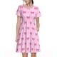 thumbnail image 1 of Fotbe Pink bows Vestido Largo de Moda para Mujer, Vestido Tipo Camiseta con Manga Corta y Estilo Casual a Rayas y Bloques de Color, 1 of 6