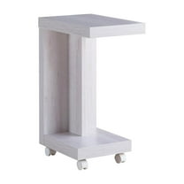 Furniture of America Vecker Modern Wood Mobile End Table in White Oak