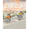 thumbnail image 3 of M optimized 6.3 QT Chafing Dish Buffet Set, Roll Top Round Chafing Dish for Buffet, Stainless Steel Food Warmer Chafer with Glass Window Full Size Food Pan for Catering Parties Banquets, 3 of 8