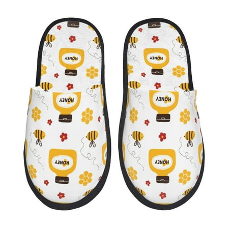 

Tideii Bees and Flowers for Home Indoor Cotton Slippers Autumn and Winter EVA Plush Slippers Household Supplies Unisex-Medium
