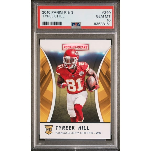 Graded 2016 Panini Rookies  Stars Tyreek Hill #240 Rookie RC Football Card PSA 10 Gem Mint
