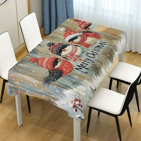 

ALAZA Cute Birds in Christmas Rectangle Tablecloth Tablecover Dinning Table Cloth 60 x60