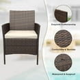 thumbnail image 6 of 3 Pieces Patio Furniture Set, Rattan Outdoor Furniture with 2 Upholstered Chairs and Coffee Table, Conversation Bistro Set for Garden, Backyard, Porch, Brown/Beige, 6 of 8