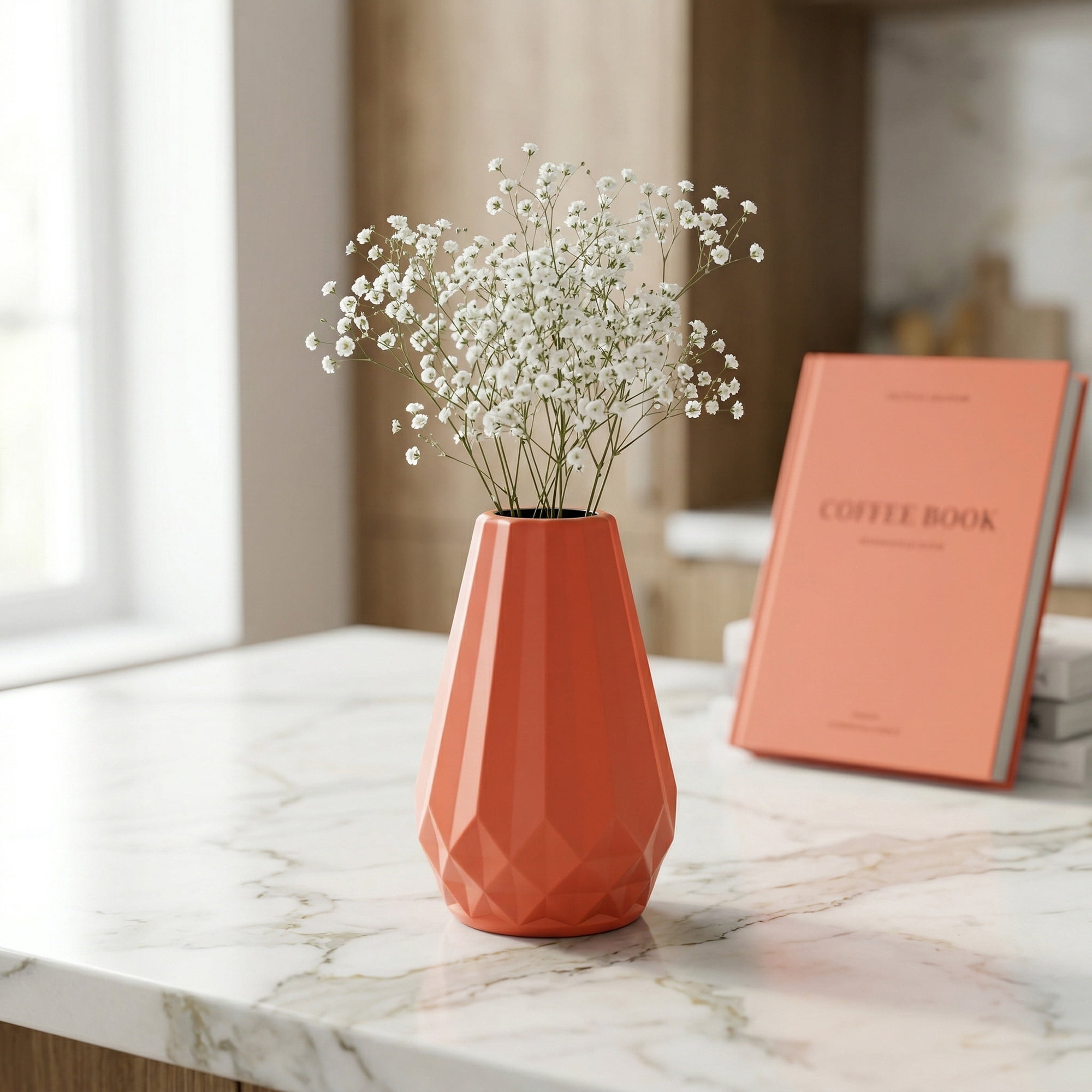 Unique Bargains Acrylic Bud Small Flower Vase for Office Desk Pink 2.8"L x 2.8"x 5.9"H