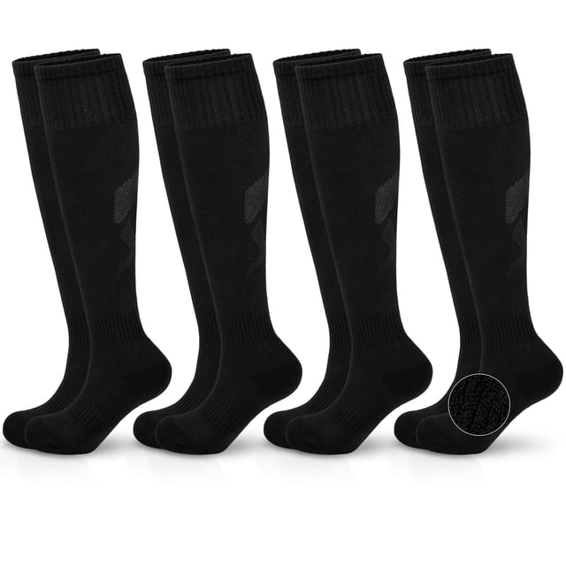 Medias de fútbol para niños Hryrbay de algodón con acolchado, hasta la rodilla, 4 pares
