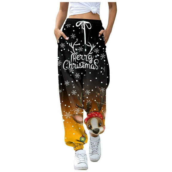 Women's Christmas Print Casual Pants Stylish Comfortable Holiday Fashion Trousers for Everyday Wear